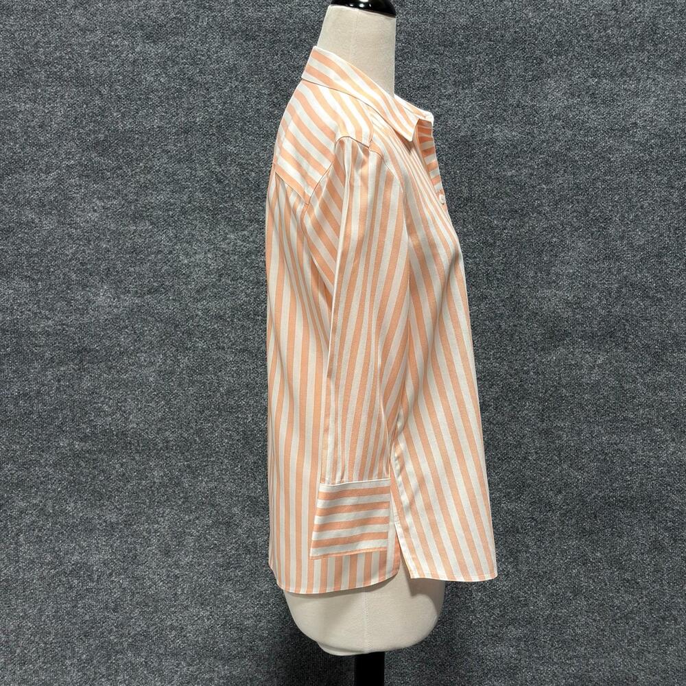 Foxcroft Button Up Shirt Womens 8 Orange Stripe Heritage Non Iron 3/4 Sleeve Top - Picture 3 of 16